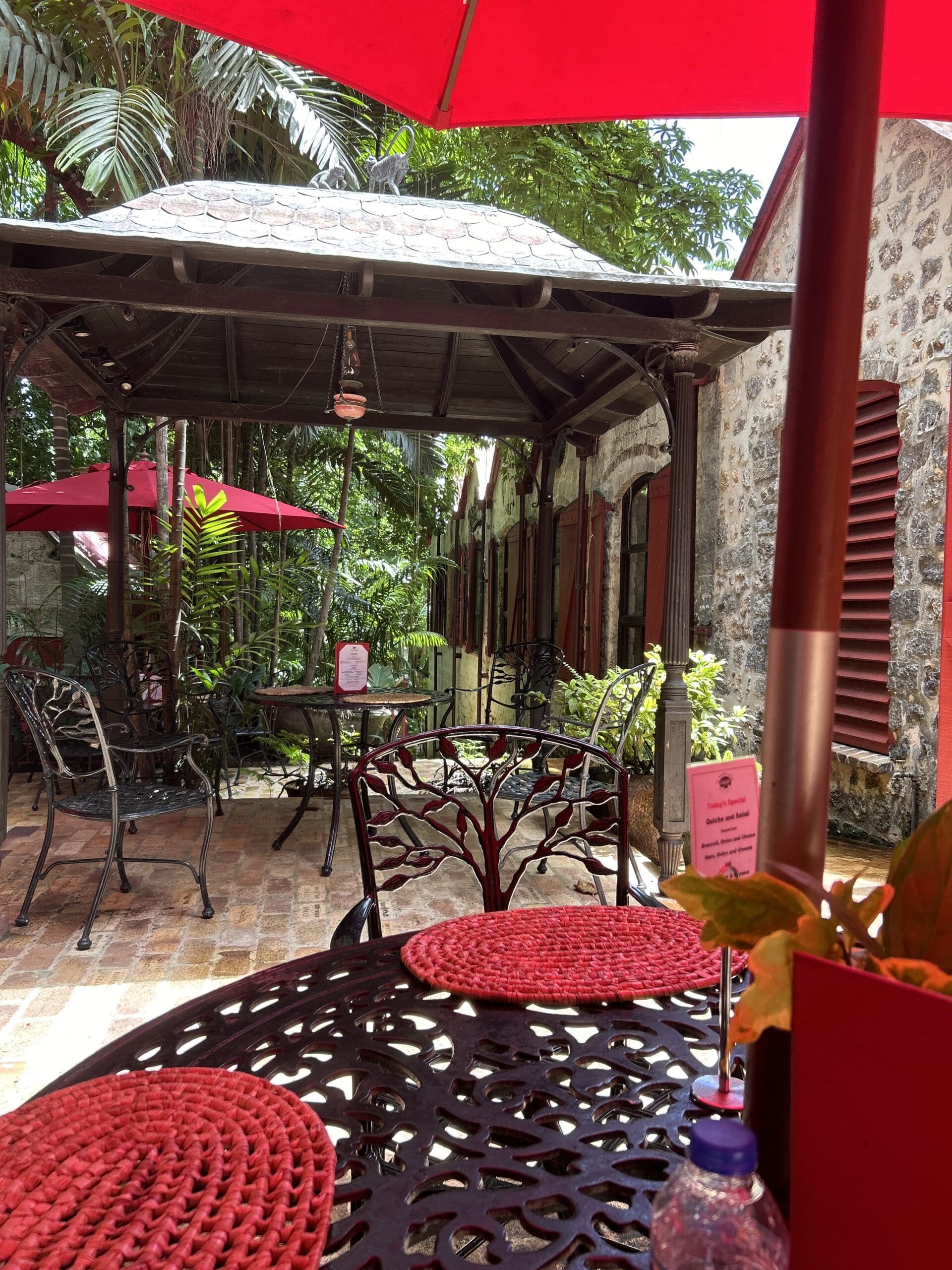 photo of the patio of a restaurant at St. Nicholas Abby plantation in Barbados